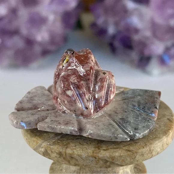 Miniature Frog Stone Carving Mini Toad Figurine Steatite Soapstone Animal 2" - Picture 5 of 8